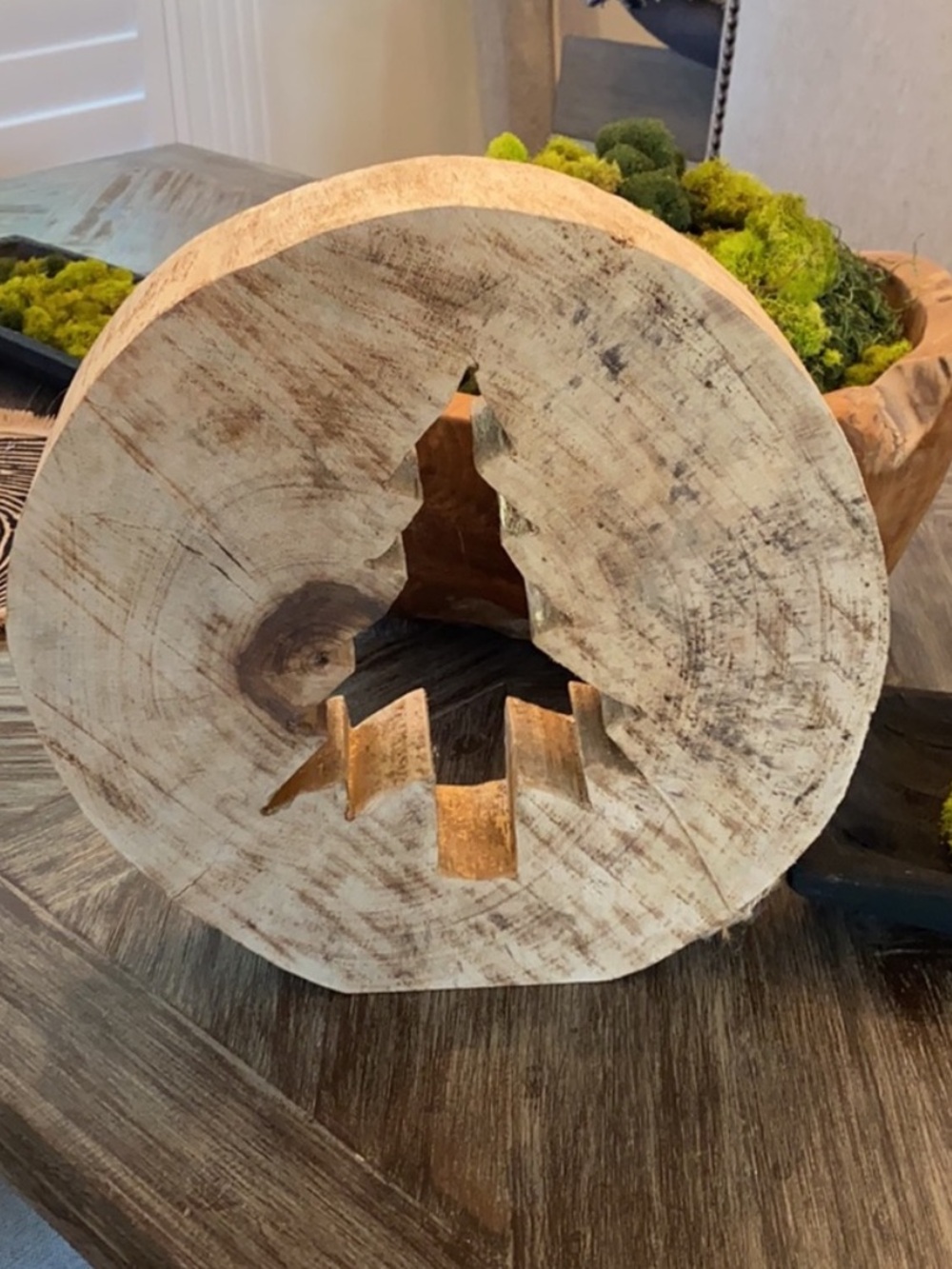 Sculpte A La Main Heavy Rustic Carved Wooden Pine Tree Table Top Decor New w/Tag